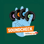 Grafik: Eine gezeichnete blaue Hand mit Vinylscheiben ziwschen den Fingern.